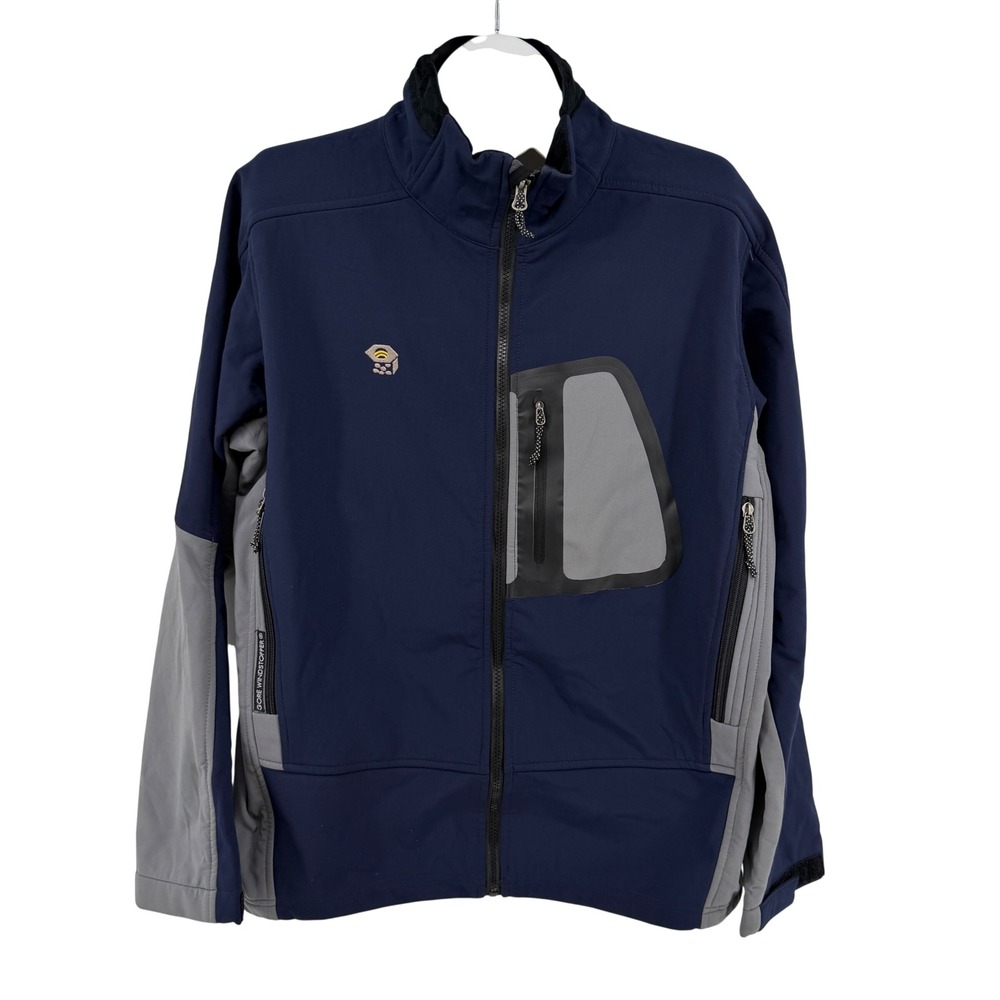 Mountain Hardwear Gore Windstopper Softshell Jacket Mens L Blue Grey Full Zip